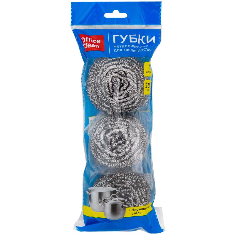 превью Губки для посуды OfficeClean, металлические, спиральные, 3шт., 6×5см (20г)