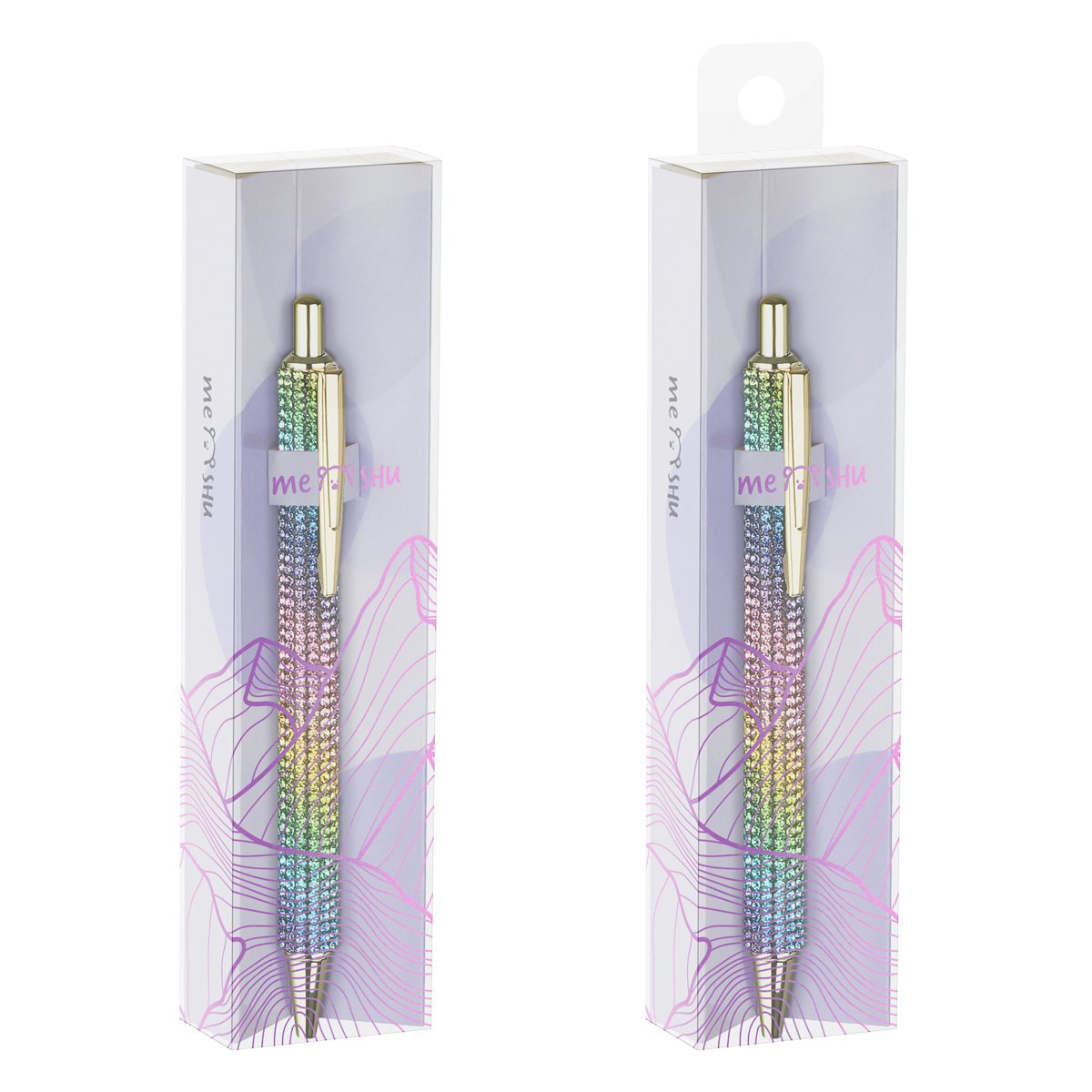 Ручка шариковая автоматическая MESHU «Pink diamond» синяя, 1.0мм