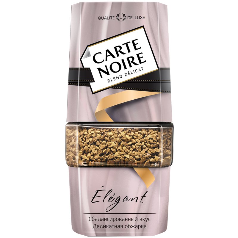Кофе растворимый Carte Noire «Élégant», сублимированный с добавлением молотого, стеклянная банка, 95г