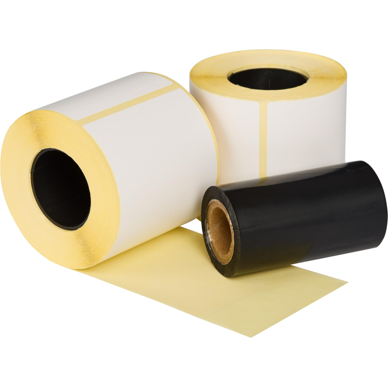 Термотрансферные этикетки ПГЛ 75×120 (3 шт. )+риббон WAX 80×100 в комплекте