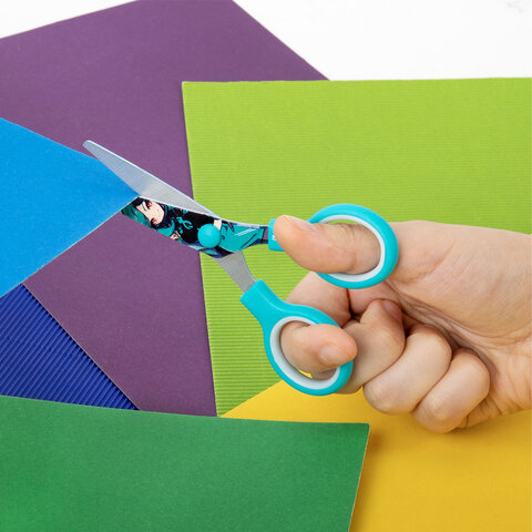 Ножницы 130 мм, мятные, с цветной печатью «Аниме», BRAUBERG ANIME