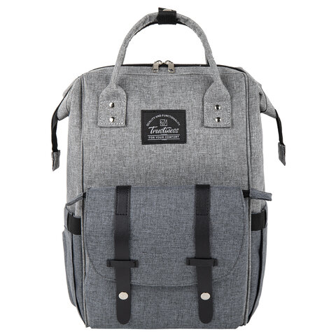 Рюкзак для мамы BRAUBERG MOMMY, крепления для коляски, термокарманы, серый, 41×24x17 см