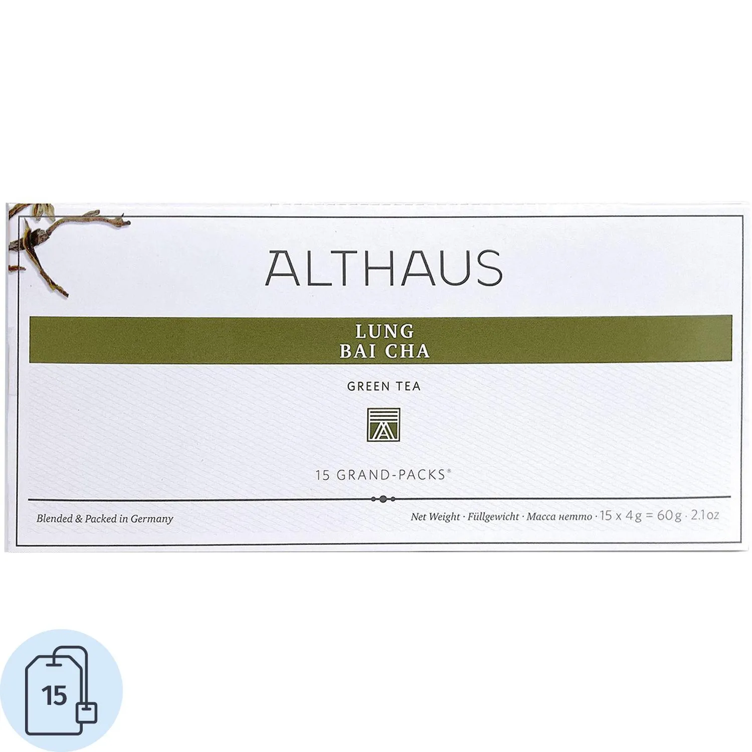 превью Чай Althaus Grand Pack Lung Bai Cha зеленый 15 пакетиков
