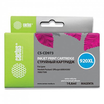 Картридж струйный CACTUS (CS-CD973) для HP Officejet 6000/6500/7000, пурпурный, 11 мл