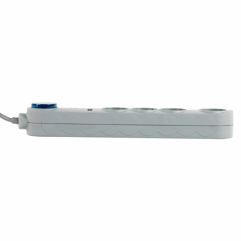 Сетевой фильтр SONNEN DX04, 4 розетки, 2 USB-порта, с заземлением, 10 А, 1.8 м, серый