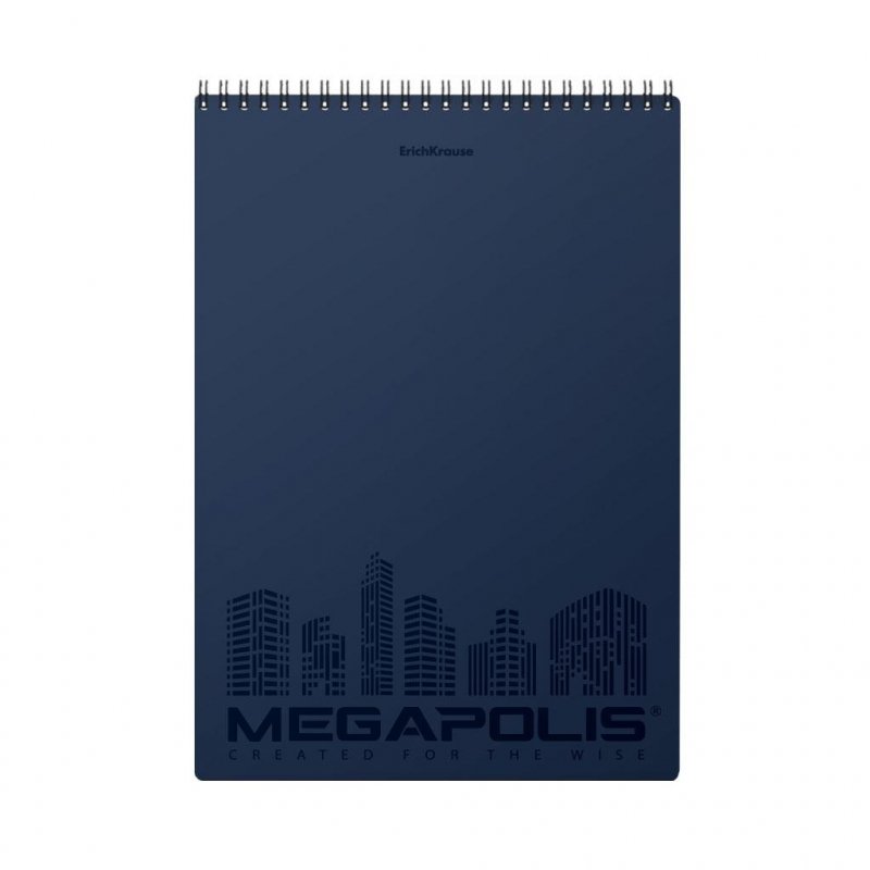 превью Блокнот А4 ErichKrause Megapolis А4 80 листов синий в клетку на спирали (210×297 мм)