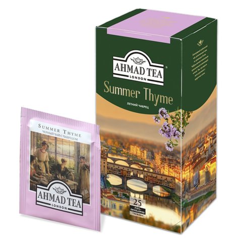 превью Чай AHMAD (Ахмад) «Summer Thyme», чёрный с чабрецом, 25 пакетиков в конвертах по 1.5 г
