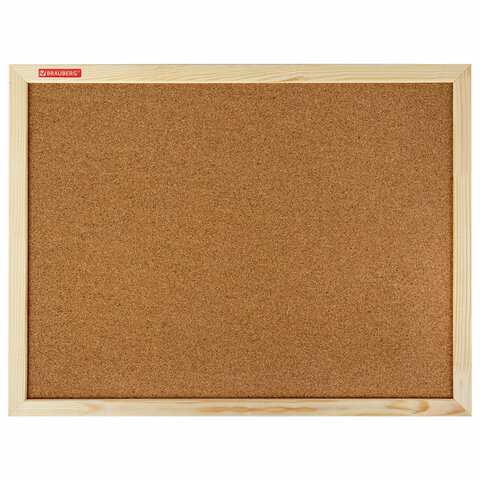 превью Доска пробковая для объявлений 45×60 см, деревянная рамка, BRAUBERG Wood