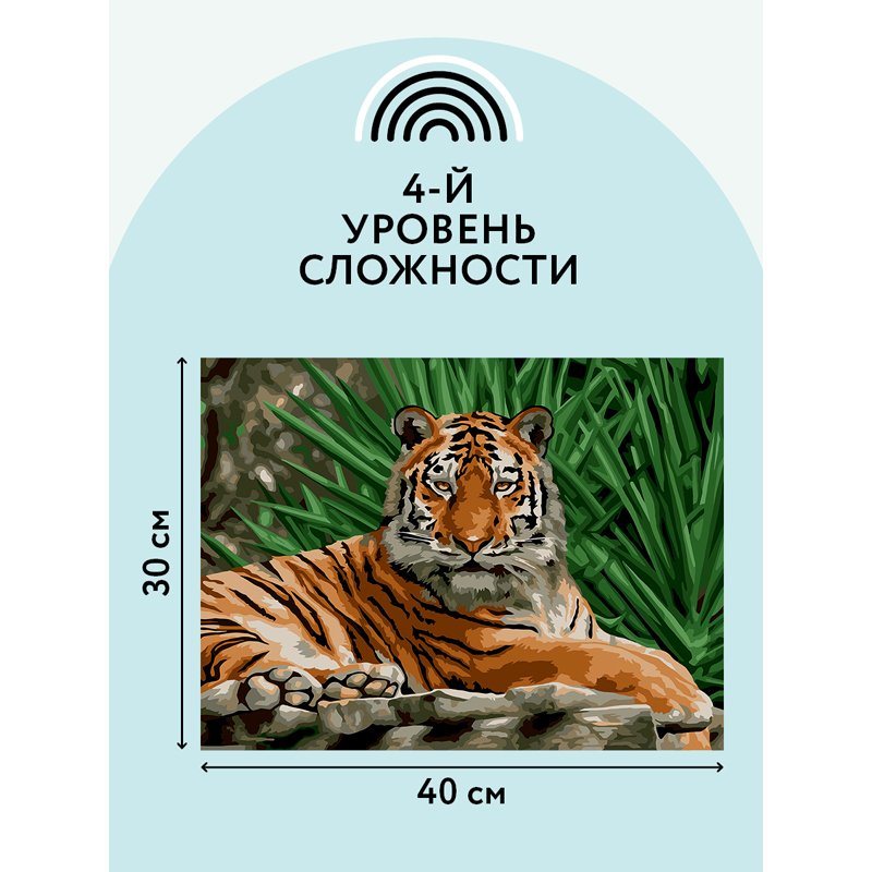 Картина по номерам на картоне ТРИ СОВЫ «Тигр», 30×40, с акриловыми красками и кистями