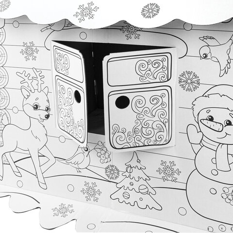 Картонный игровой развивающий Домик-раскраска «Новогодний», высота 130 см, BRAUBERG kids