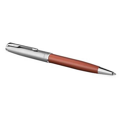 Ручка шариковая Parker «Sonnet Sand Blasted Metal&Orange Lacquer» черная, 1.0мм, поворот., подарочная упаковка