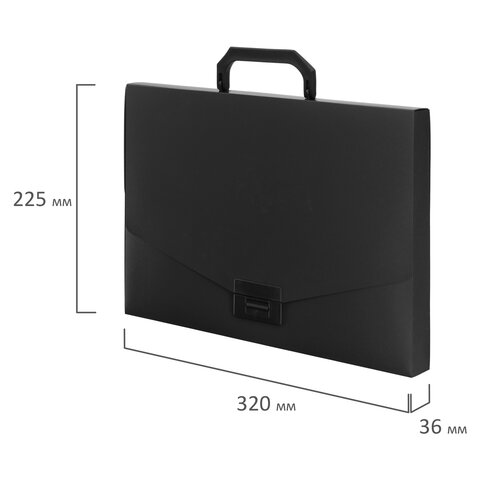 Портфель пластиковый STAFF А4 (320×225×36 мм), без отделений, черный, 229241