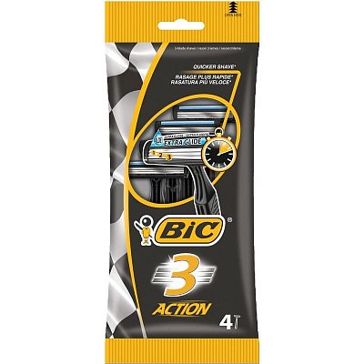 Бритва одноразовая Bic 3 Action (4 штуки в упаковке)