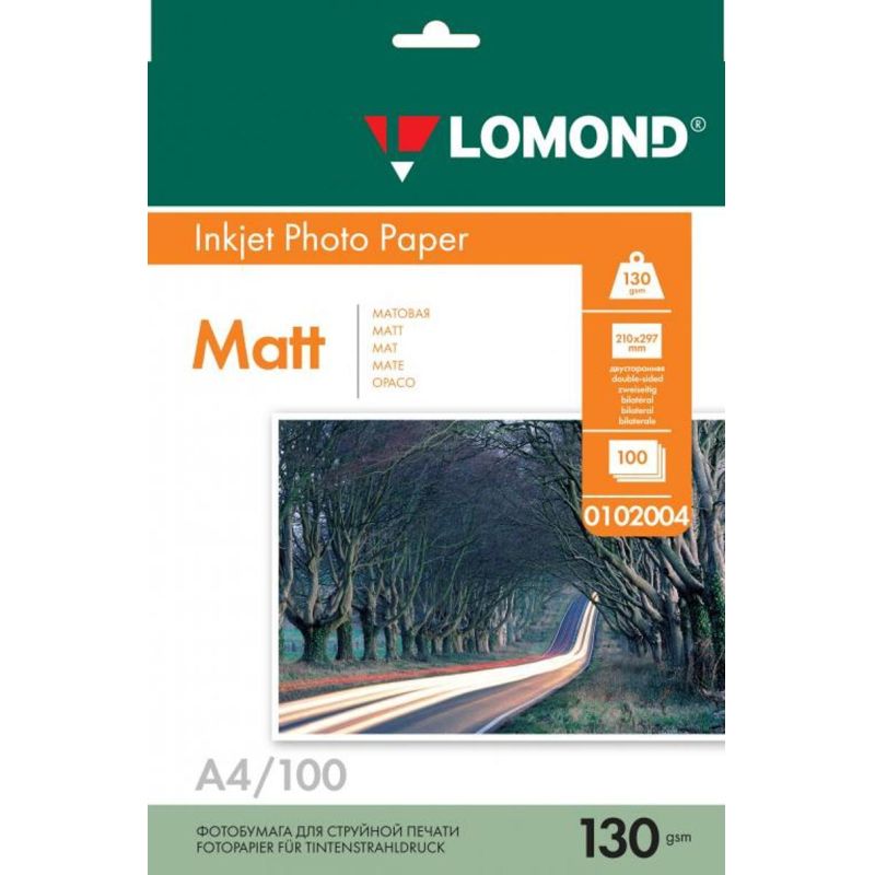 превью Бумага А4 для стр. принтеров Lomond, 130г/м2 (100л) мат. дв. 