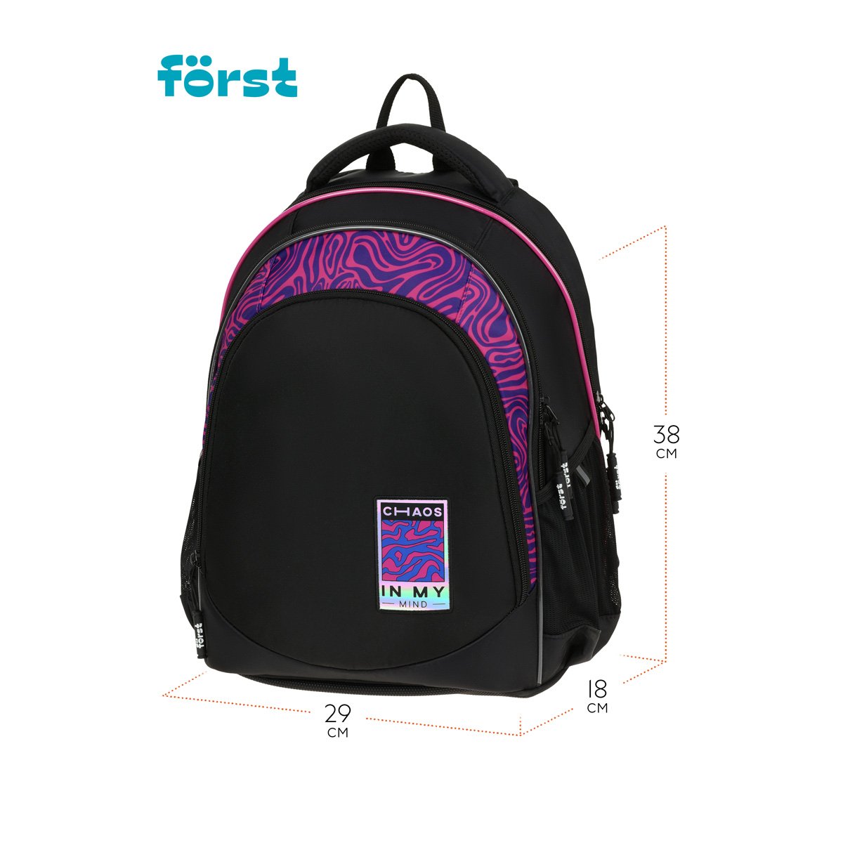 Рюкзак Först F-JUNIOR «Chaos» 38×29×18 см, 3 отделения, 2 кармана, эргономичная спинка