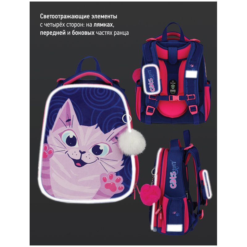 Ранец Berlingo Expert «Scary cat» 37×28×16см, 2 отделения, 2 кармана, анатомическая спинка