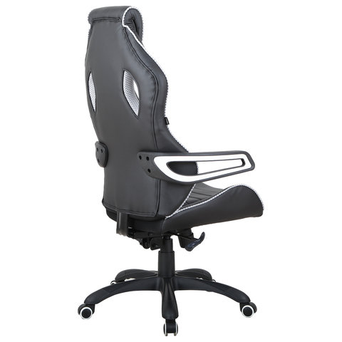 Кресло компьютерное BRABIX «Techno Pro GM-003», экокожа, черное/серое, вставки серые