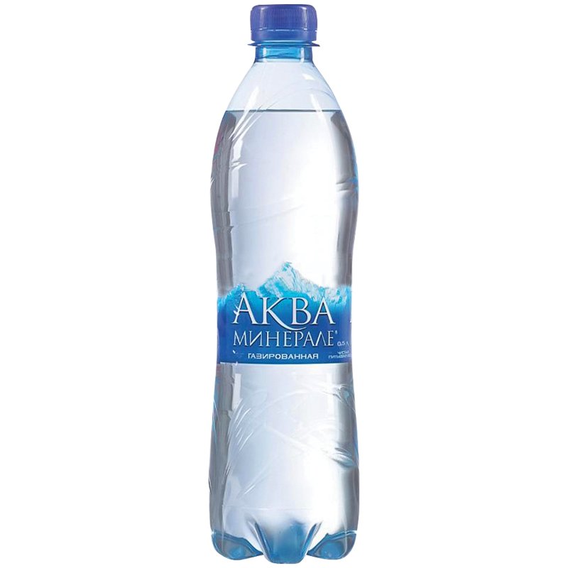 превью Вода ГАЗИРОВАННАЯ питьевая AQUA MINERALE (Аква Минерале), 0.5 л, пластиковая бутылка