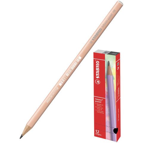 Карандаш чернографитный STABILO, 1 шт., «Schwan Pastel», HB, корпус персиковый