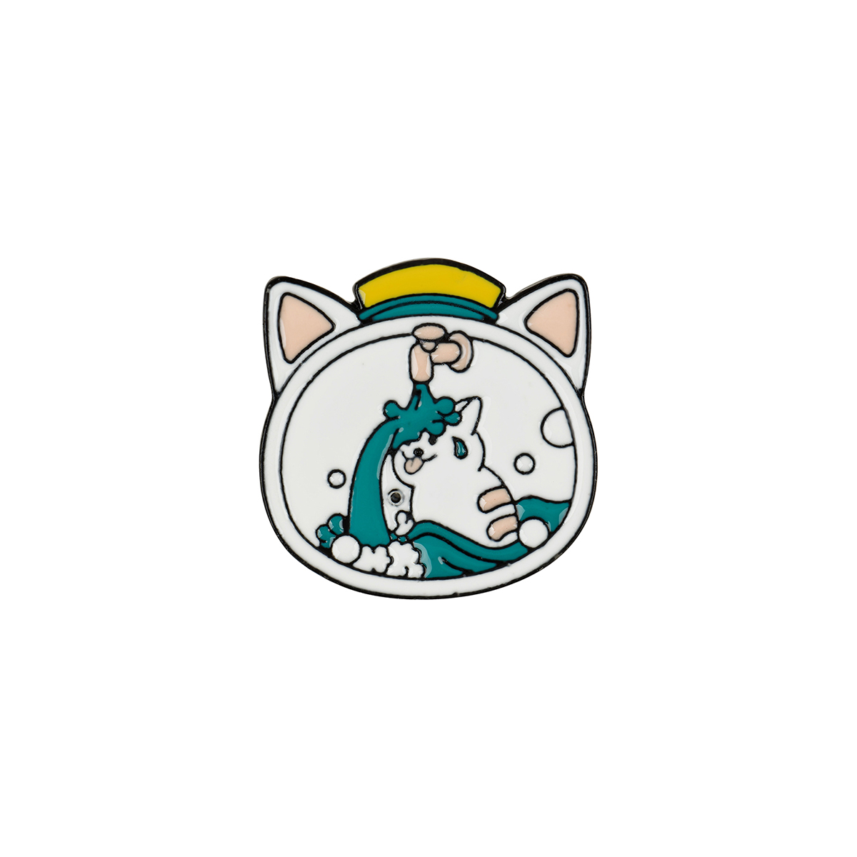 Набор металлических значков MESHU «White cats», эмаль, 4шт, картонная подложка, европодвес