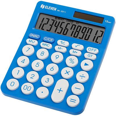 Калькулятор настольный Eleven RK-2311-BL, 12 разрядов, двойное питание, 143×192×26мм, голубой