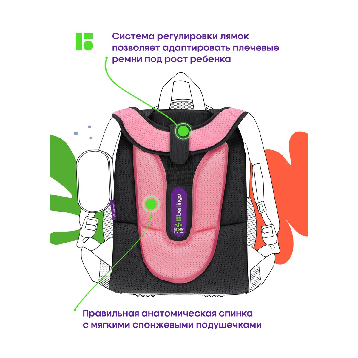 Ранец Berlingo Expert «Little fairy» 37×28×16см, 2 отделения, 2 кармана, анатомическая спинка