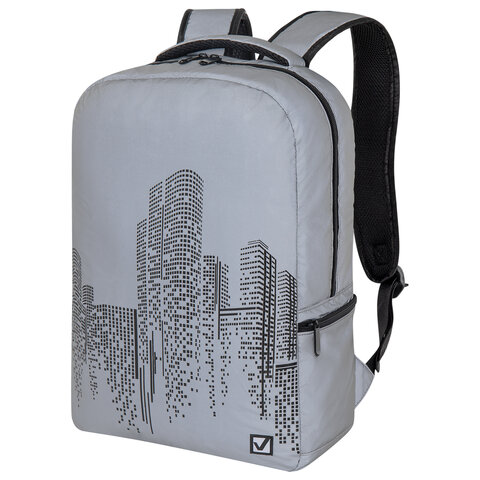 превью Рюкзак BRAUBERG REFLECTIVE универсальный, светоотражающий, «City», серый, 42×30х13 см