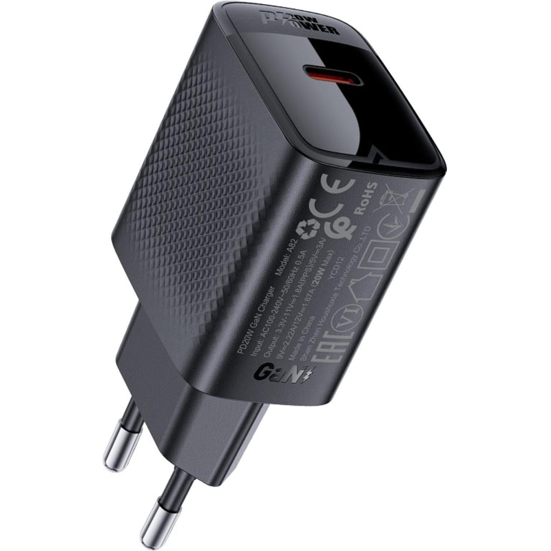 Зарядное устройство сетевое ACEFAST (AF-A82-BK) PD20W GaN single USB-C