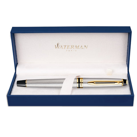 Ручка подарочная перьевая WATERMAN «Expert 3 Stainless Steel GT», серебристый корпус, позолоченные детали, синяя, S0951940