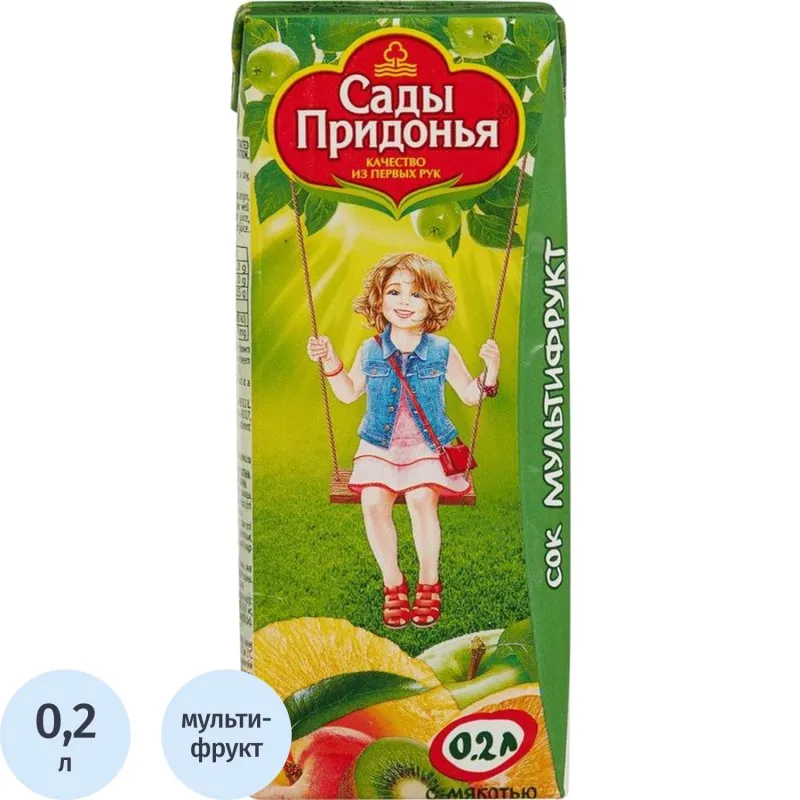 превью Сок Сады Придонья мультифруктовый с мякотью 0.2 л
