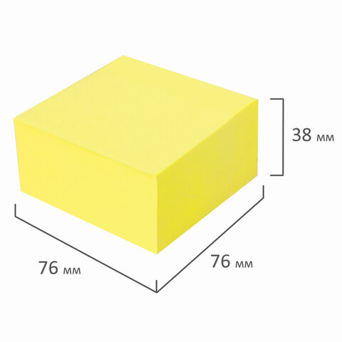 Блок самоклеящийся (стикеры) BRAUBERG НЕОНОВЫЙ 76×76 мм, 400 листов, желтый