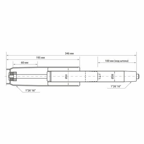 Газлифт B-100 короткий, ХРОМ, длина в открытом виде 346 мм, d 50 мм, класс 2, WBZ