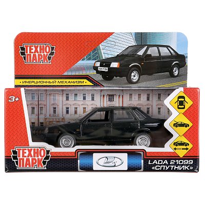 Машина игрушечная Технопарк «Lada-21099. Спутник», LADA, металл., 12см, черный, инерционная, с подвижными элементами