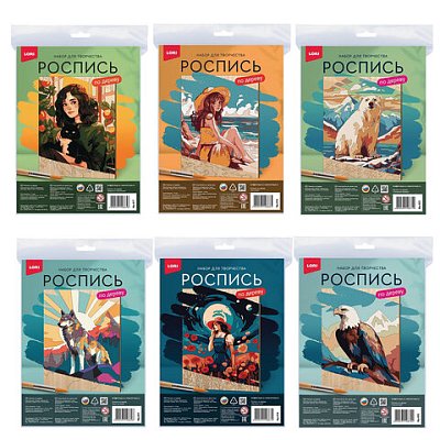 Набор для росписи по дереву АССОРТИ, заготовка 24.5×19 см, краски, кисть, LORI