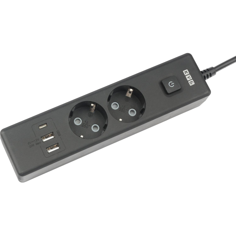 превью Удлинитель Power Cube, 2р с/з вык.,3USB, 3500 Вт, 16А,1.9 м, 3×1.0 (черный)