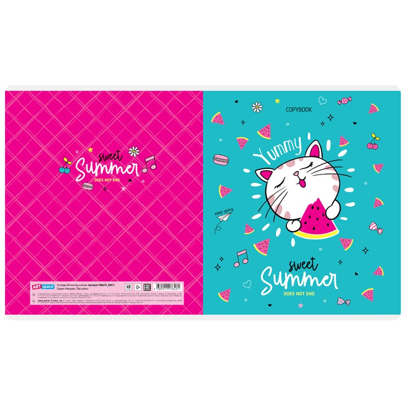 Тетрадь 48л., А5, клетка ArtSpace «Рисунки. The cuties», ТВИН-лак