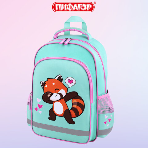 Рюкзак ПИФАГОР SCHOOL, 1 отделение, 3 кармана, «Red panda», 38×28×14 см