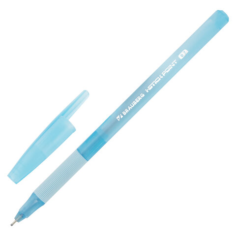 превью Ручка шариковая с грипом BRAUBERG «i-STICK POINT LIGHT BLUE», СИНЯЯ, пишущий узел 0.7 мм, линия письма 0.35 мм