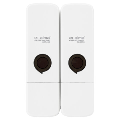 Дозатор двойной 2 х 0.3 л для жидкого мыла/шампуня/геля LAIMA PREMIUM, НАЛИВНОЙ, белый, ABS-пластик