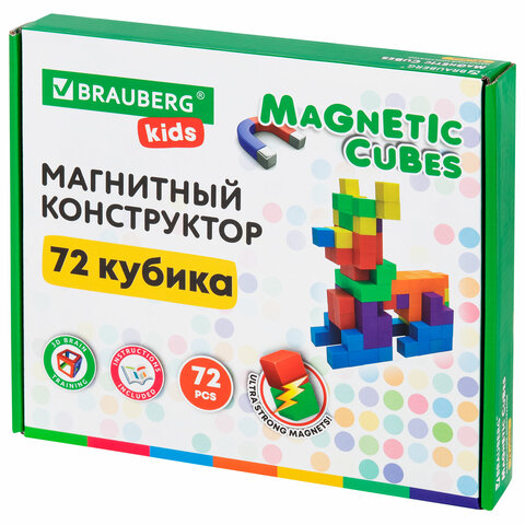 превью Магнитный конструктор MAGNETIC CUBES «КУБИЧЕСКИЙ», 72 магнитных кубика, BRAUBERG KIDS