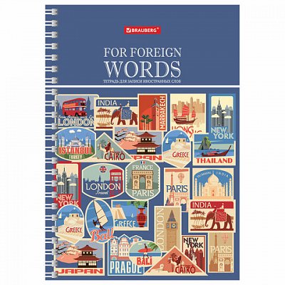 Тетрадь-словарик А5 48 л. BRAUBERG для записи иностранных слов, гребень, клетка, 403563