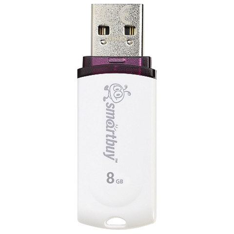 Флэш-диск 8 GB, SMARTBUY Paean, USB 2.0, белый