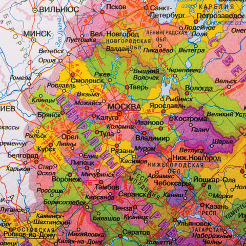 Коврик-подкладка настольный для письма (590×380 мм), с картой России, BRAUBERG