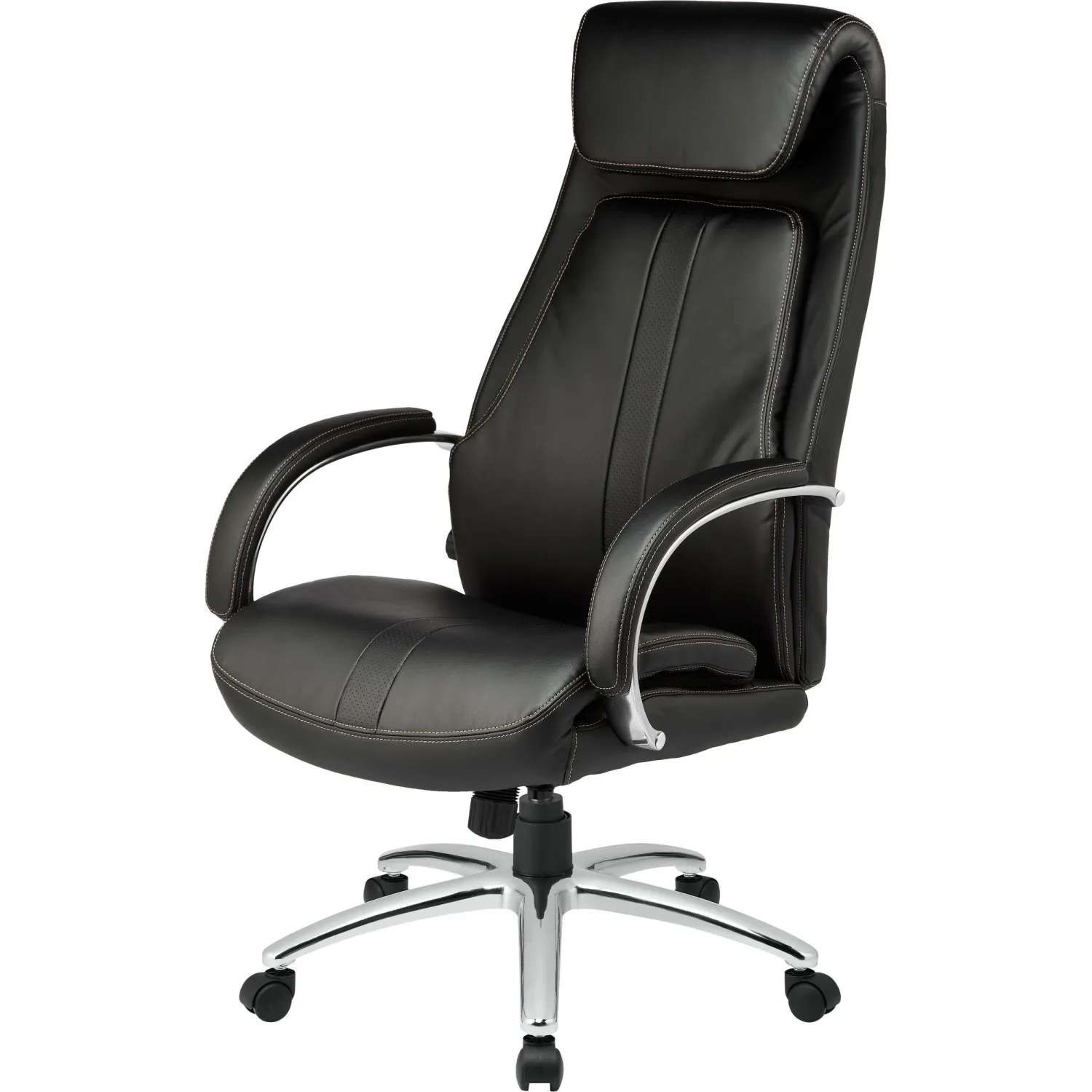 Кресло для руководителя Комус Мебель (Easy Chair) 572 чёрное (экокожа, металл хромированный)