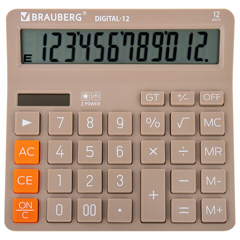 превью Калькулятор настольный BRAUBERG DIGITAL-12-BG (151×152 мм)12 разрядовдвойное питаниеБЕЖЕВЫЙ272970