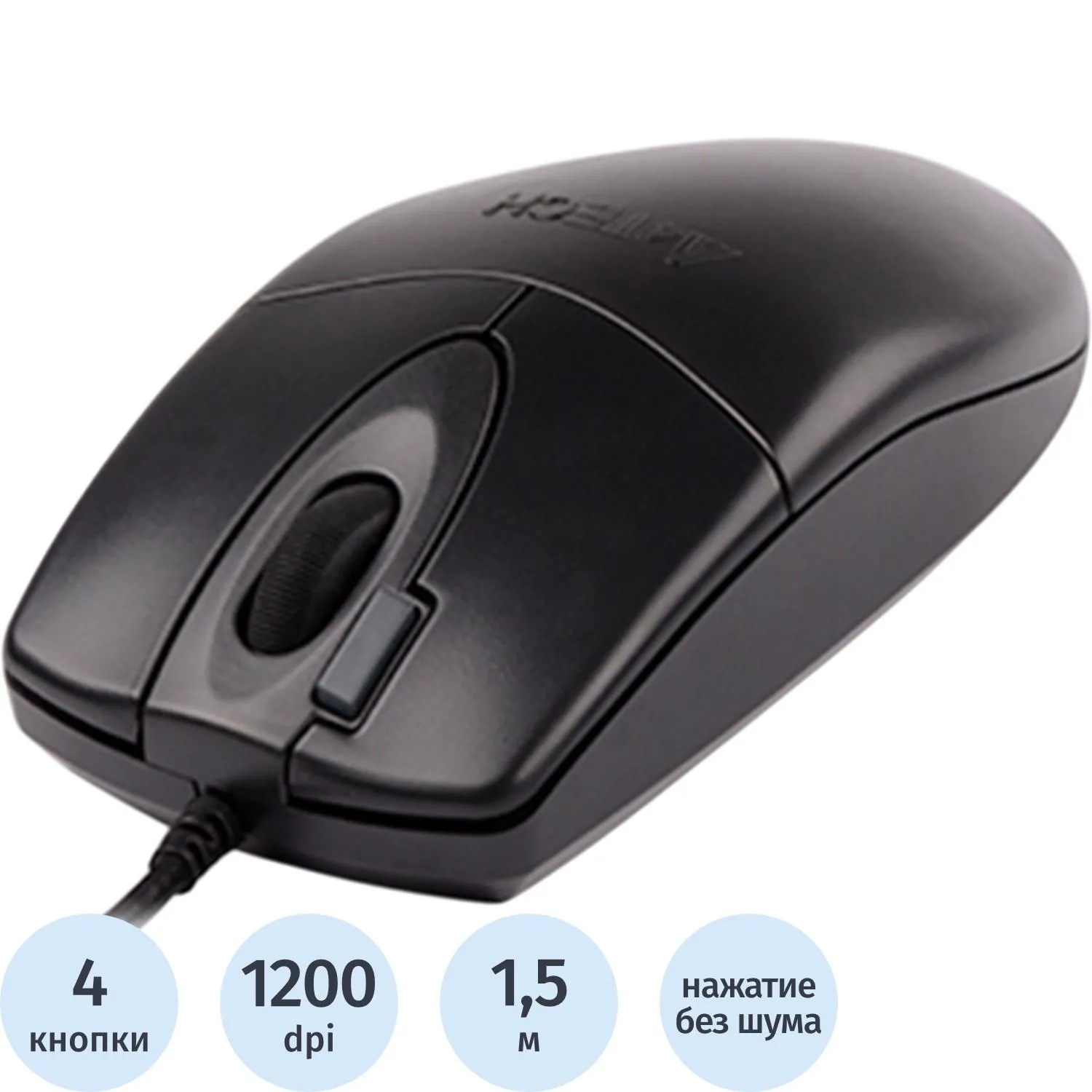 превью Мышь компьютерная A4Tech OP-620DS черный (1200dpi) silent USB (4but)