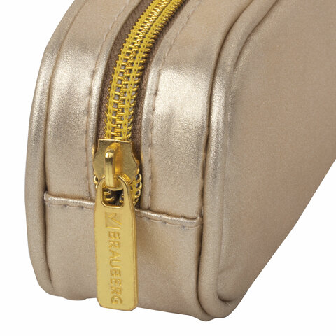 Пенал-косметичка BRAUBERG SPARKLE на молниимягкийзолотистый22×4х7 см270050