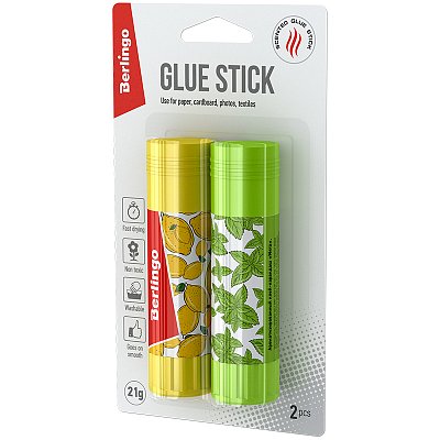 Клей-карандаш Berlingo «Aroma», 21г, ароматизированный (мята, лимон), 2шт., блистер