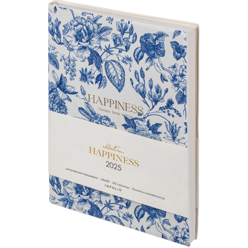 превью Ежедневник датированный 2025 IF 14×20см 176л. мягкий. Happiness I1525/blue