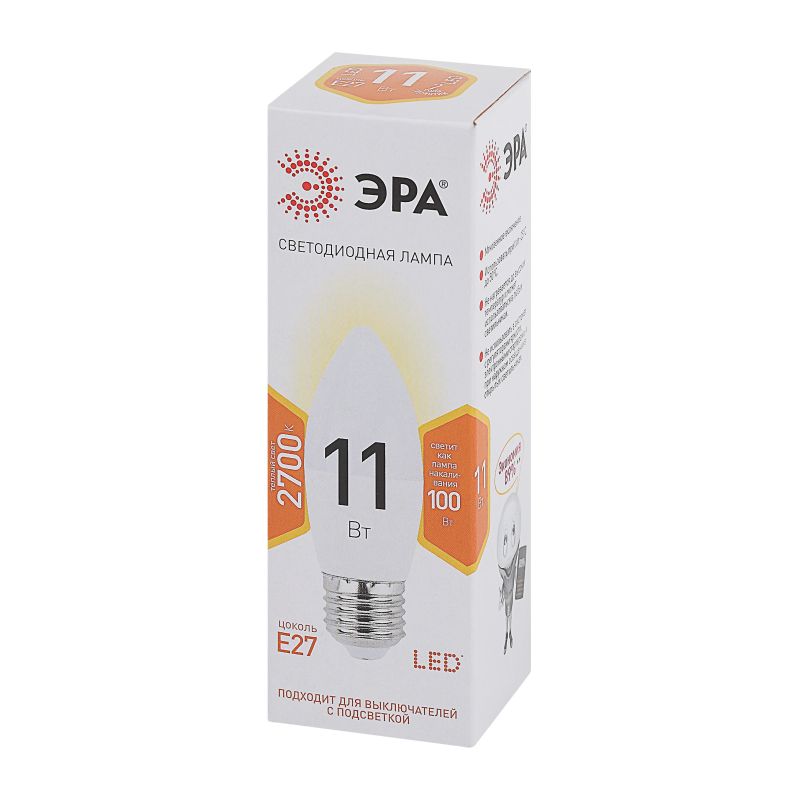 превью Лампа светодиодная ЭРА STD LED B35-11W-827-E27 E27 / Е27 11Вт теплый свет